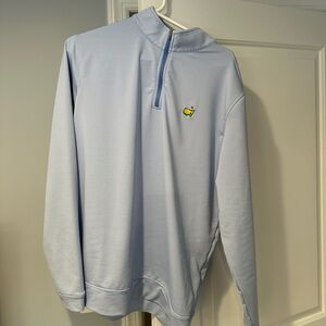 Peter Millar Masters quarter zip. Blue and white stripes. Excellent condition. L